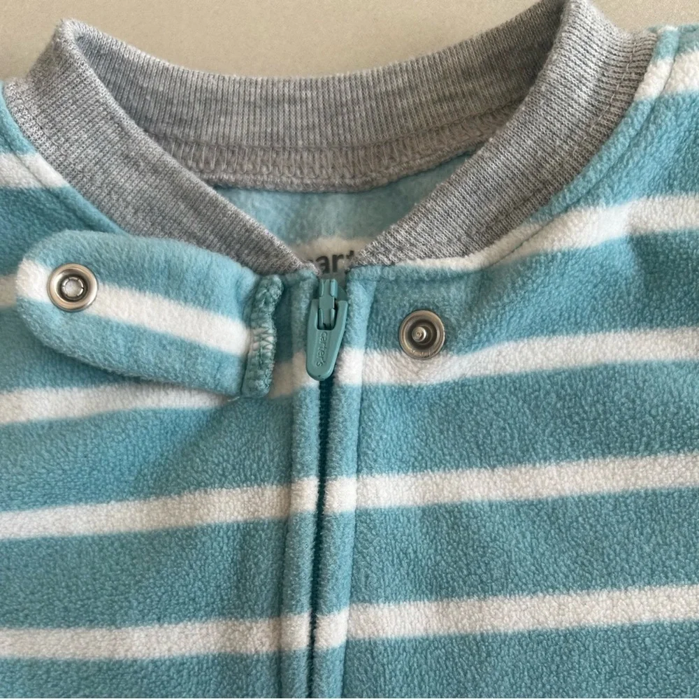 Carter's Teal Striped Dinosaur Footie - Picture 5 of 9